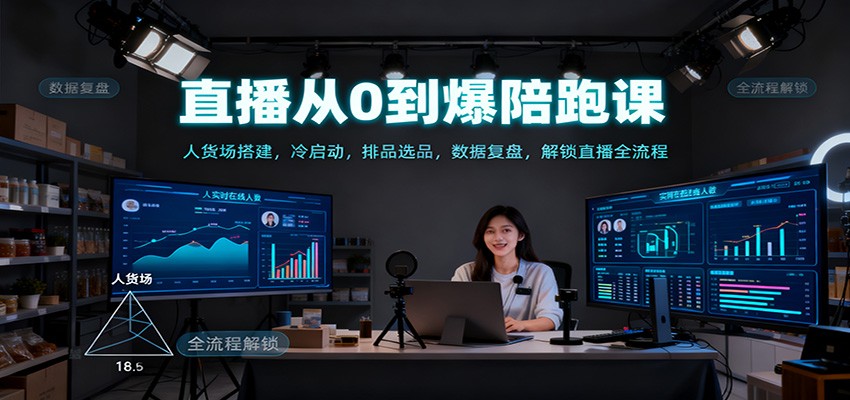 直播从0到爆陪跑课：人货场搭建，冷启动，排品选品，数据复盘，解锁直播全流程-灼光资源宝库