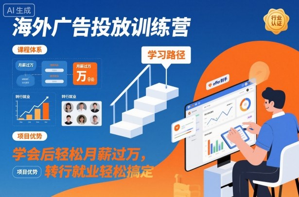 海外广告投放训练营，学会后轻松月薪过万，转行就业轻松搞定-蘑菇资源宝库