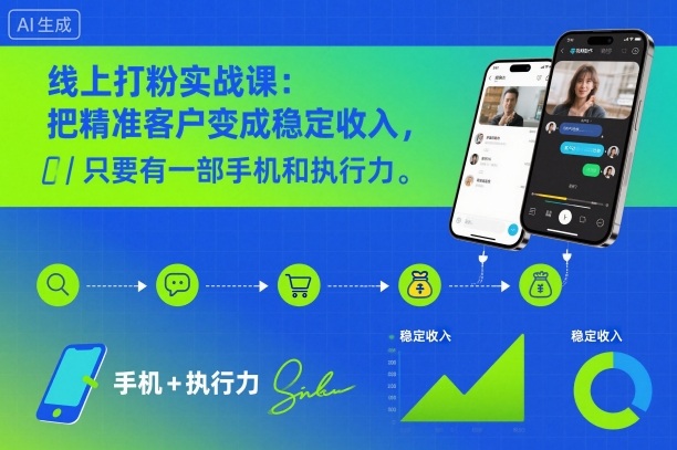 线上打粉实战课：把精准客户变成稳定收入，只要有一部手机和执行力-灼光资源宝库