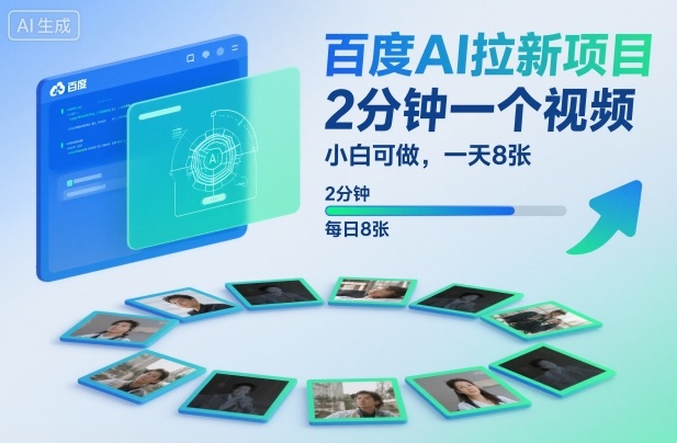百度AI拉新项目，2分钟一个视频，小白可做，一天8张【附案例+保姆级教程】-灼光资源宝库