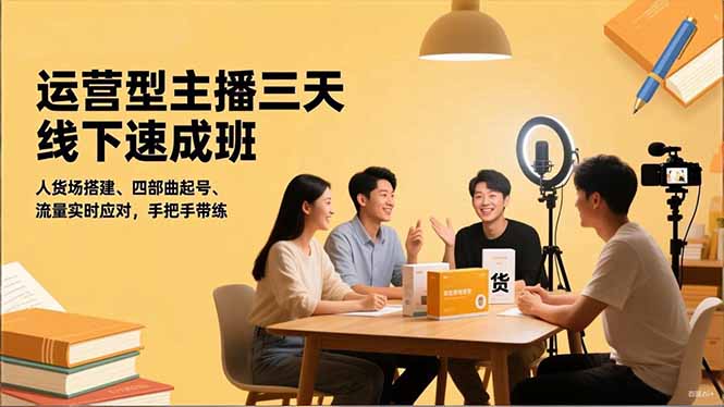 运营型主播三天线下班，人货场搭建,四部曲起号,流量实时应对，手把手带练-灼光资源宝库