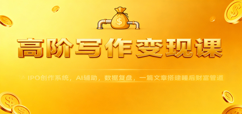 高阶写作变现课：IPO创作系统，AI辅助，数据复盘，一篇文章搭建睡后财富管道-灼光资源宝库