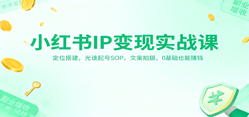 小红书IP变现实战课：定位搭建，光速起号SOP，文案拍摄，0基础也能赚钱-灼光资源宝库