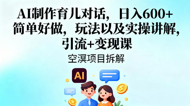 AI制作育儿对话，日入6张+，简单好做，玩法以及实操讲解，引流+变现课-灼光资源宝库