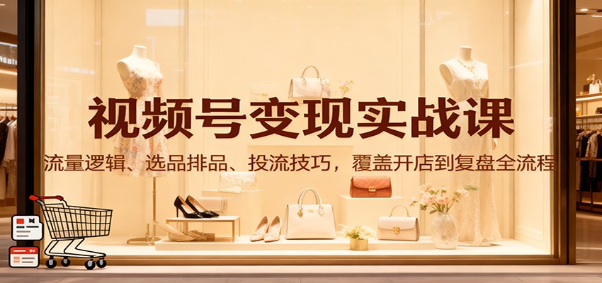 视频号变现实战课：流量逻辑、选品排品、投流技巧，覆盖开店到复盘全流程-灼光资源宝库