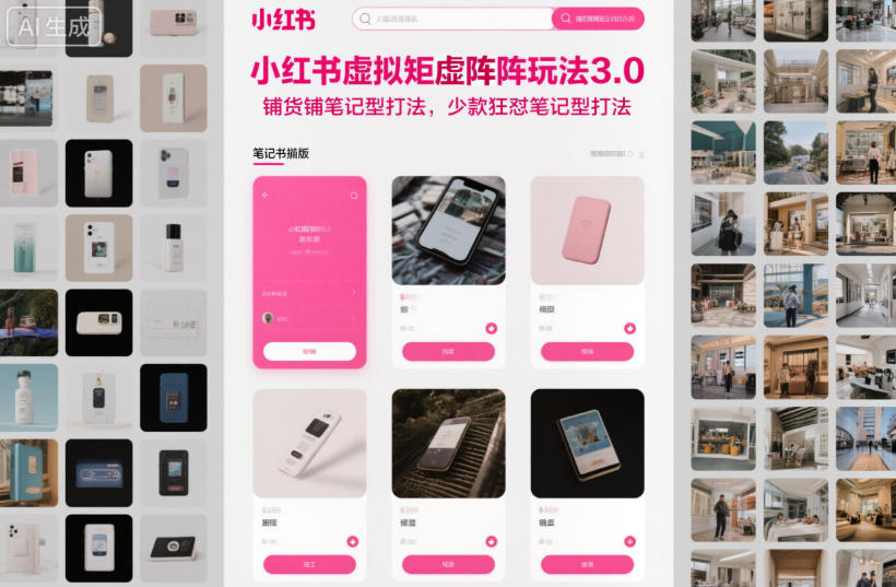小红书虚拟矩阵玩法3.0,铺货铺笔记型打法,少款狂怼笔记型打法-灼光资源宝库