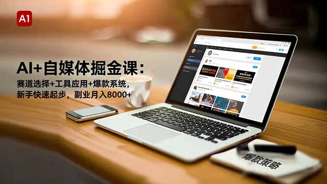 AI+自媒体掘金课：赛道选择+工具应用+爆款系统，新手快速起步，副业月入8000+-蘑菇资源宝库