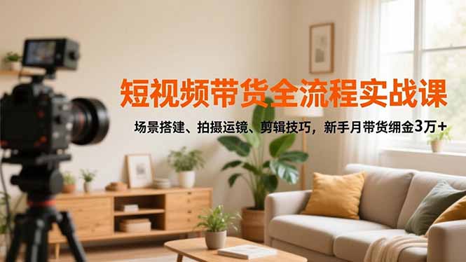 短视频带货全流程实战课，场景搭建、拍摄运镜、剪辑技巧，新手月带货佣金3万+-灼光资源宝库
