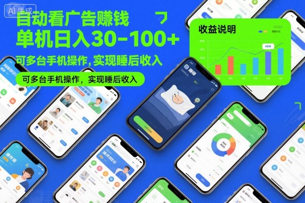 自动看广告賺钱,单机日入30-100+,可多台手机操作,实现睡后收入【揭秘】-灼光资源宝库