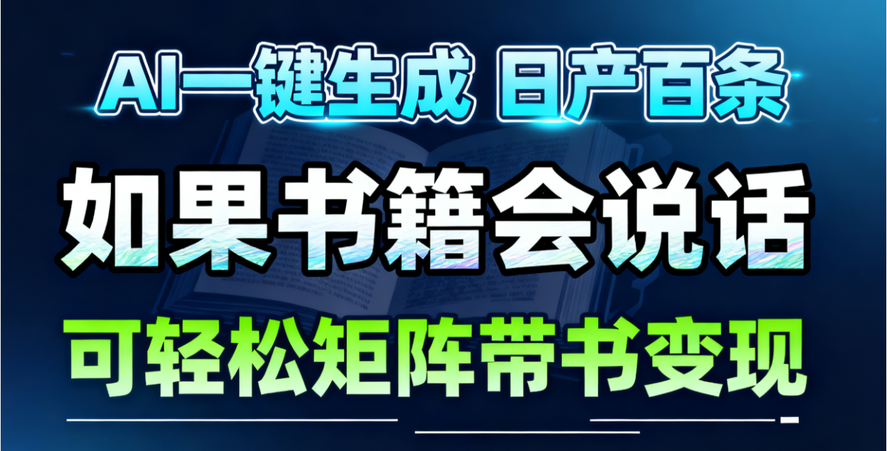 AI书籍会说话，轻松带书变现，月入3W+-灼光资源宝库