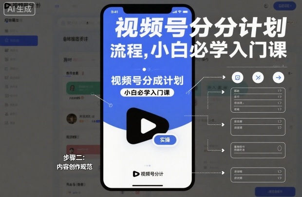 视频号分成计划实操流程，小白必学入门课-灼光资源宝库