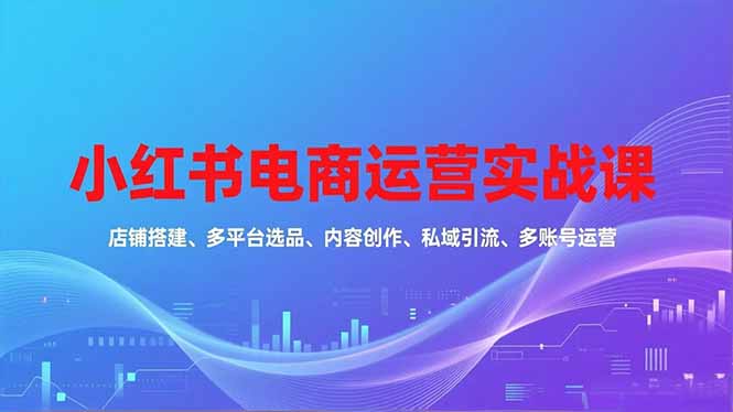 小红书电商运营实战课,店铺搭建、多平台选品、内容创作、私域引流、多账号运营等玩法-灼光资源宝库