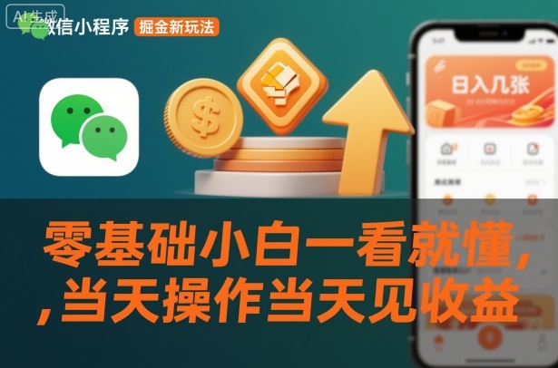 微信小程序掘金新玩法，日入几张，零基础小白一看就懂，当天操作当天见收益【揭秘】-灼光资源宝库