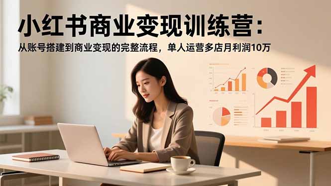 小红书商业变现训练营:从账号搭建到商业变现的完整流程,单人运营多店月利润10万-灼光资源宝库