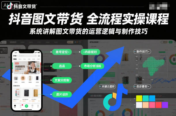 抖音图文带货全流程实操课程，系统讲解图文带货的运营逻辑与制作技巧-灼光资源宝库