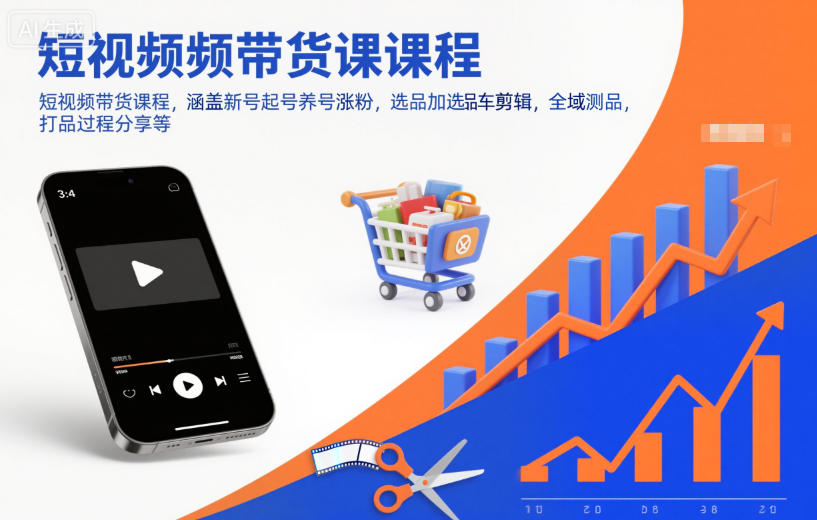 短视频带货课程，涵盖新号起号养号涨粉，选品加选品车剪辑，全域测品，打品过程分享等-灼光资源宝库