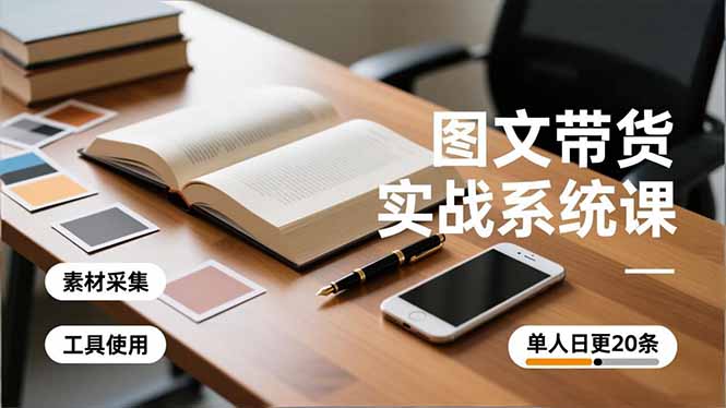 图文带货实战系统课，工具使用、素材采集、防同质化，单人日更20条月入3w+-灼光资源宝库