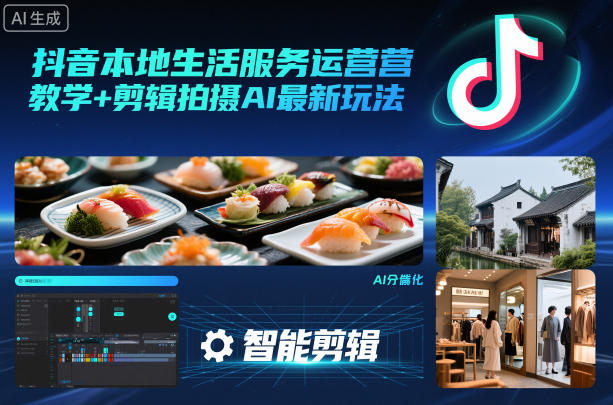 抖音本地生活服务运营教学+剪辑拍摄AI最新玩法-灼光资源宝库