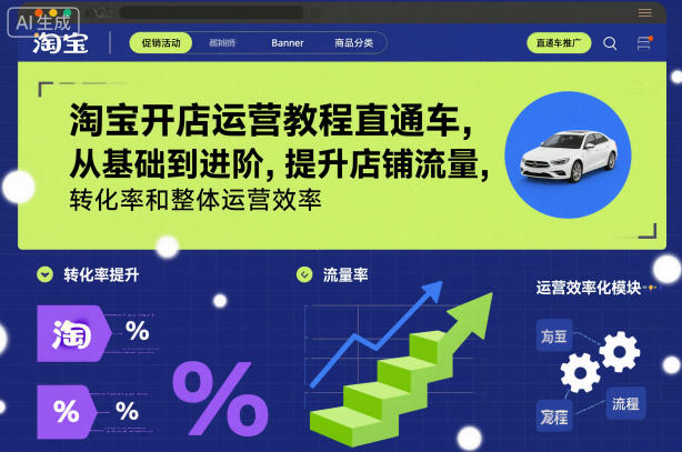 淘宝开店运营教程直通车，从基础到进阶，提升店铺流量，转化率和整体运营效率(更新11月)-灼光资源宝库