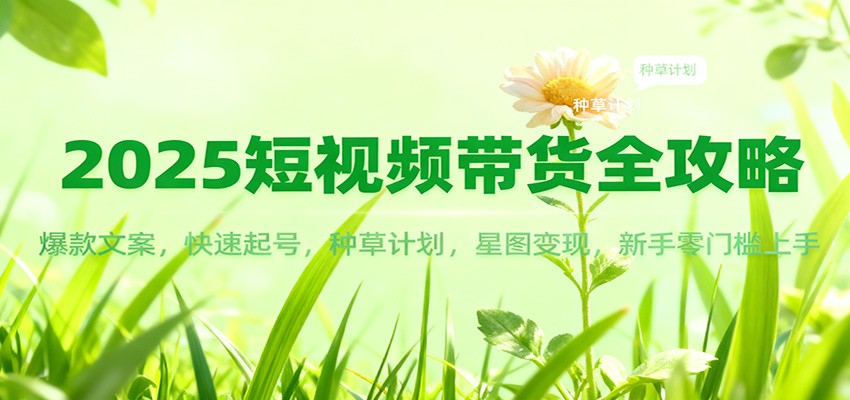 2025短视频带货全攻略:爆款文案,快速起号,种草计划,星图变现,新手零门槛上手-灼光资源宝库