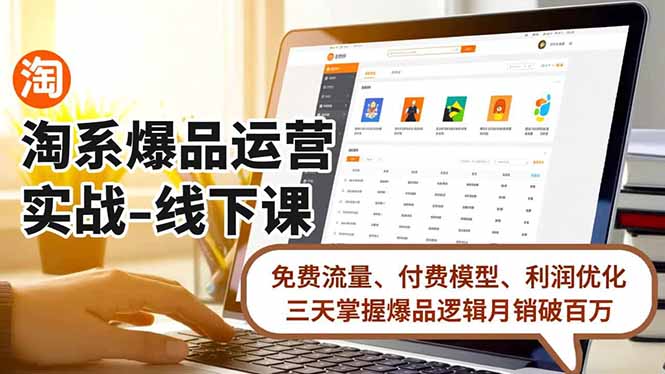 淘系爆品运营实战-线下课,免费流量、付费模型、利润优化,三天掌握爆品逻辑月销破百万-灼光资源宝库