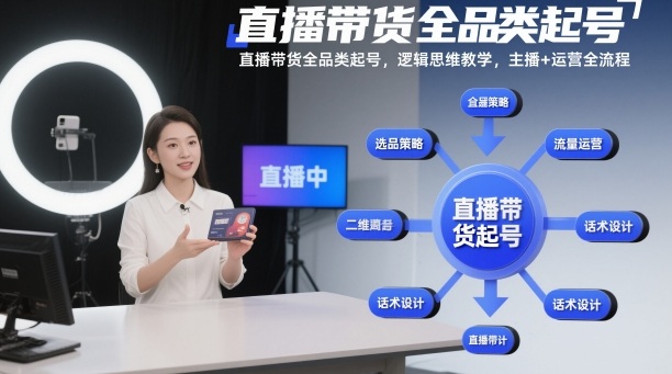 直播带货全品类起号，逻辑思维教学，主播+运营全流程-灼光资源宝库