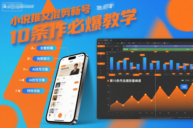 小说推文混剪新号10条必爆教学，伪原创10条作品必爆技巧-灼光资源宝库