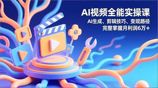 AI视频全能实操课，AI生成、剪辑技巧、变现路径，完整掌握月利润6万+-蘑菇资源宝库