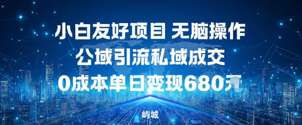 小白友好项目，无脑操作，公域引流私域成交，0成本单日变现680米-灼光资源宝库