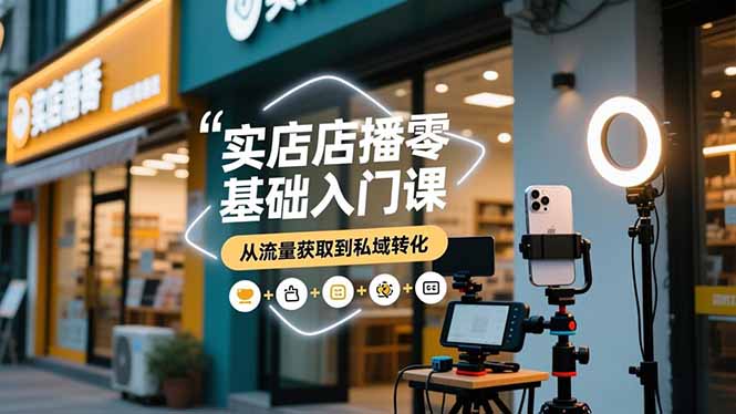 实体店播零基础入门课，实体店+短视频+直播+微信生态+私域社群，从流量获取到私域转化-灼光资源宝库