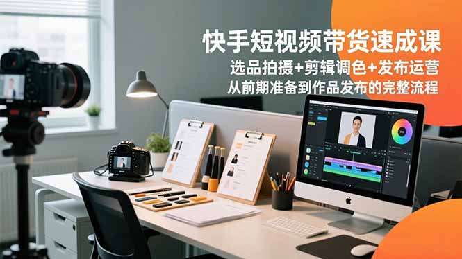 快手短视频带货速成课，选品拍摄+剪辑调色+发布运营，从前期准备到作品发布的完整流程-灼光资源宝库