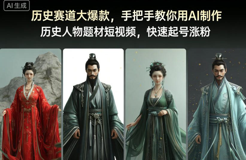 历史赛道大爆款，手把手教你用AI制作历史人物题材短视频，快速起号涨粉-蘑菇资源宝库