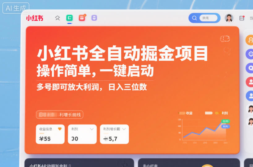 小红书全自动掘金项目,操作简单,一键启动,多号即可放大利润,日入三位数【揭秘】-灼光资源宝库