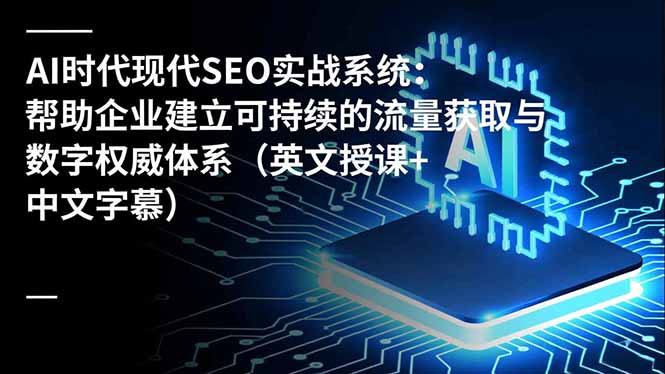 AI时代现代SEO实战系统：帮助企业建立可持续的流量获取与数字权威体系(英文授课+中文字幕-灼光资源宝库