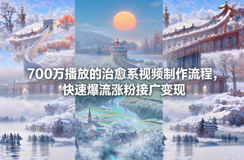 700万播放的治愈系视频制作流程，快速爆流涨粉接广变现-灼光资源宝库
