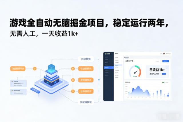 游戏全自动无脑掘金项目，稳定运行两年，无需人工，一天收益1k+【揭秘】-灼光资源宝库