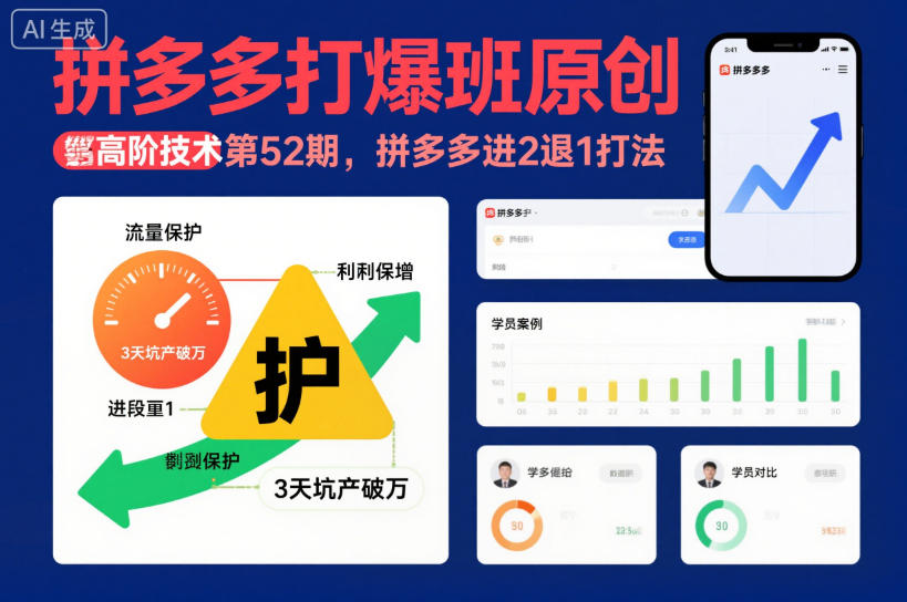拼多多打爆班原创高阶技术第52期，拼多多进2退1打法-灼光资源宝库