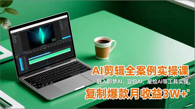 AI剪辑全案例实操课，融入即梦AI、豆包AI、星绘AI等工具实操，复制爆款月收益3W+-灼光资源宝库