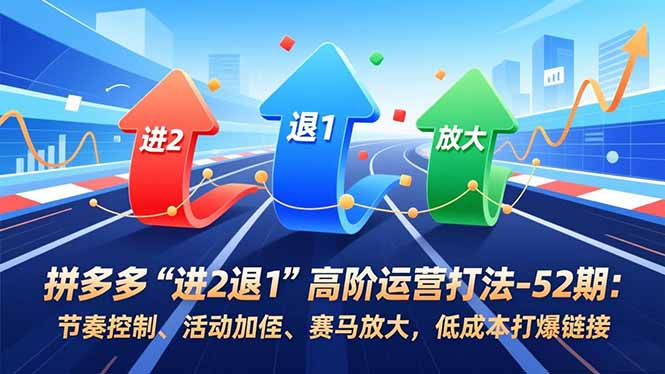 拼多多“进2退1”高阶运营打法-52期:节奏控制、活动加权、赛马放大,低成本打爆链接-灼光资源宝库