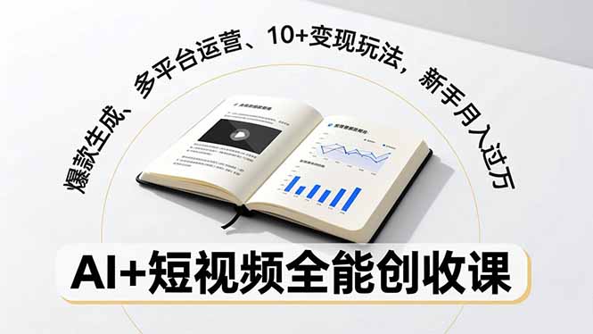AI+短视频全能创收课,爆款生成、多平台运营、10+变现玩法,新手月入过万-灼光资源宝库