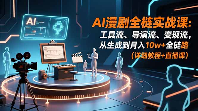 AI漫剧全栈实战课：工具流、导演流、变现流，从生成到月入10w+全链路 (详细教程+直播课-灼光资源宝库