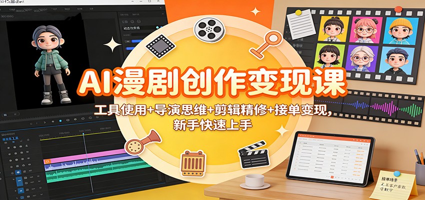 AI漫剧创作变现课：工具使用+导演思维+剪辑精修+接单变现，新手快速上手-灼光资源宝库