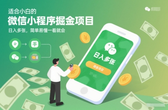 适合小白的微信小程序掘金项目,日入多张,简单易懂一看就会【揭秘】-灼光资源宝库