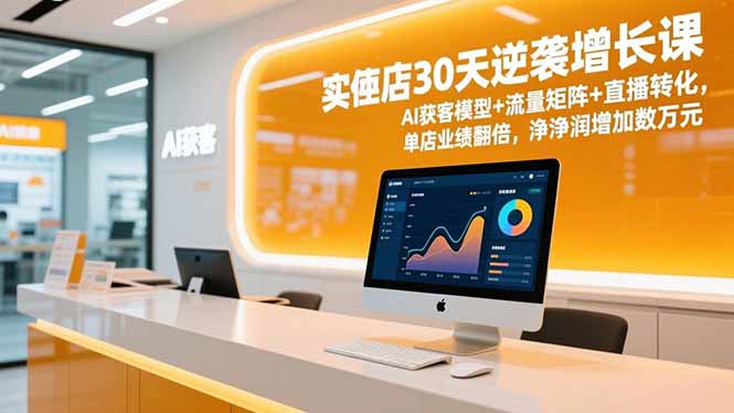 实体店30天逆袭增长课，AI获客模型+流量矩阵+直播转化，单店业绩翻倍，净利润增加数万元-灼光资源宝库