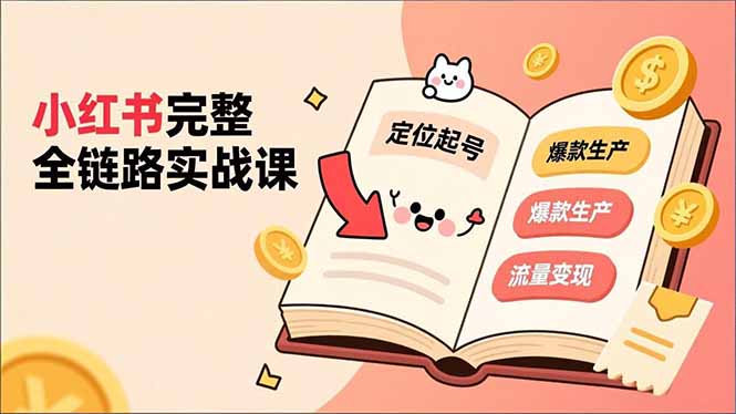 小红书完整全链路实战课，定位起号、爆款生产、流量变现，实现稳定出单，净利润可观-灼光资源宝库