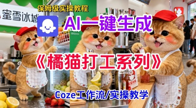 Coze扣子工作流一键生成胖橘猫打工短视频，保姆级实操搭建教学-灼光资源宝库