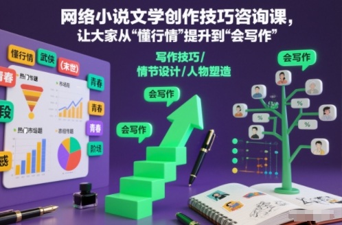 网络小说文学创作技巧咨询课，让大家从“懂行情”提升到”会写作”的高度-灼光资源宝库