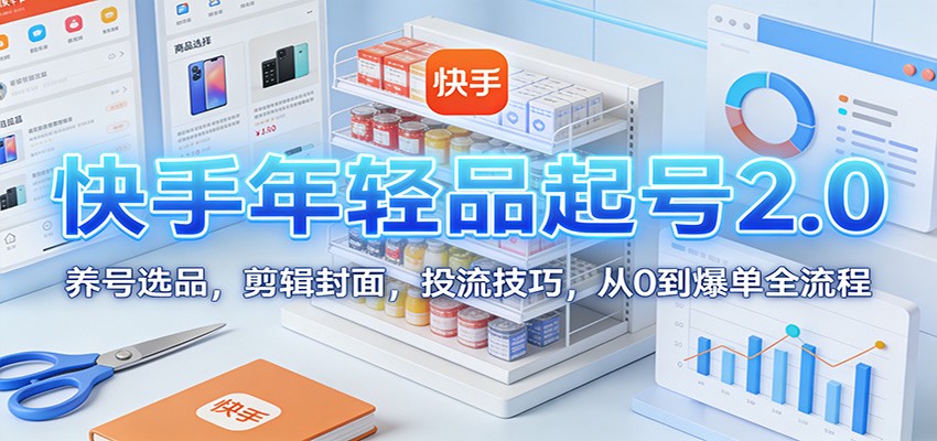 快手年轻品起号2.0：养号选品，剪辑封面，投流技巧，从0到爆单全流程-灼光资源宝库