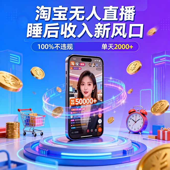 淘宝无人直播，不违规不封号，直播100小时卖了5万，年底旺季！-灼光资源宝库