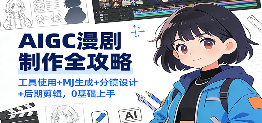 AIGC漫剧制作全攻略：工具使用+MJ生成+分镜设计+后期剪辑，0基础上手-灼光资源宝库